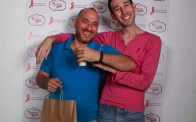Sa'ar Maoz and friend at the opening of The Positive Store