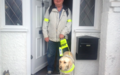 Mr Sheridan with Mia, his guide dog. Mr Sheridan with Mia, his guide dog.