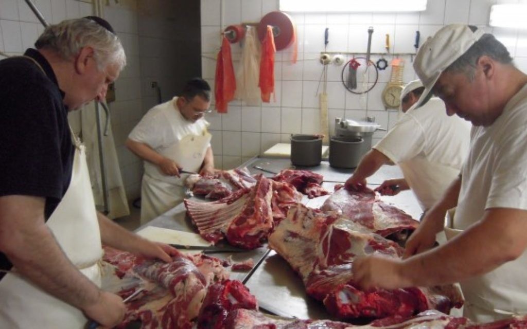 Kosher meat being prepared