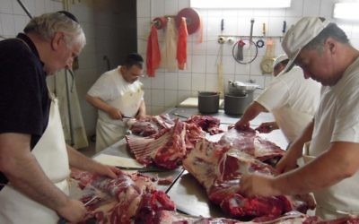Kosher meat being prepared