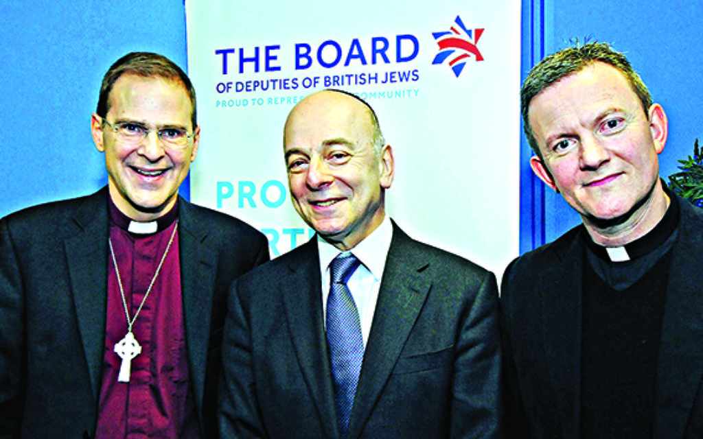 Outgoing Board of Deputies President Vivian Wineman with Reverend Toby Howarth and Reverend Mark Poulson at a Board interfaith event held in January.