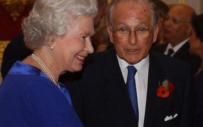 Lord Janner with the Queen at a reception to mark the 21st anniversary of the Commonwealth Jewish Council at St James's Palace.