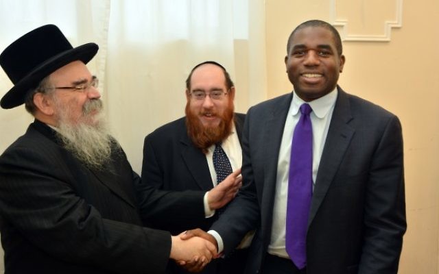 L-R Rabbi Abraham Pinter with Shmuel 
Davidsohn and David Lammy MP.

Picture: Henry Jacobs.
