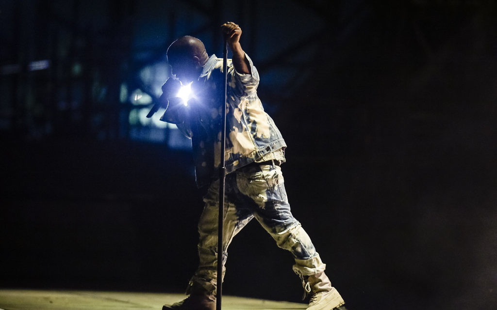 Kanye West performing on the Pyramid Stage at the Glastonbury Festival, at Worthy Farm in Somerset. PRESS ASSOCIATION Photo. Picture date: Saturday June 27, 2015. Photo credit should read: Ben Birchall/PA Wire