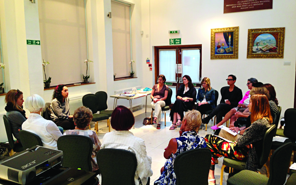 Sderot teacher Michal Shamir speaks to a group of women in London.