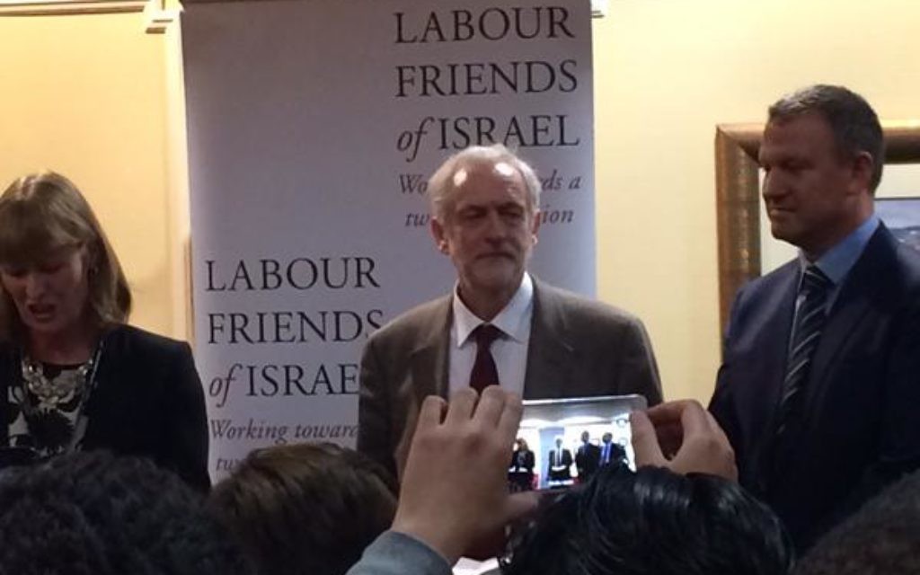 Jeremy Corbyn at the Labour Friends of Israel event. (Source: Twitter)