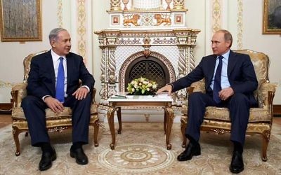 Benjamin Netanyahu and Vladimir Putin during a 2015 meeting