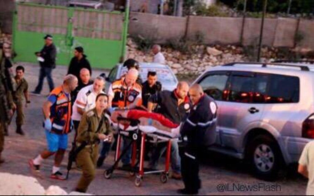 An Israeli man is evacuated in critical condition from a Jewish settlement near Hebron