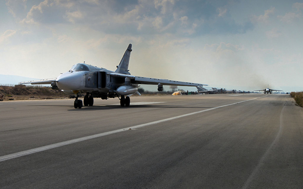 Russian military aircraft at Latakia base in Syria