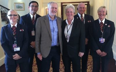 Jeremy Corbyn with G4S staff at last year's conference in Brighton.