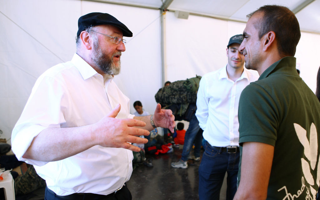 The Chief Rabbi in Greece, speaking to refugees