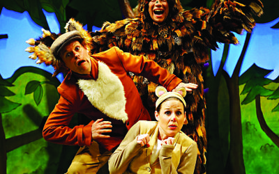 In costume: Ellie Bell (Mouse), Timothy Richey (various predators) and Owen Guerin (the Gruffalo)