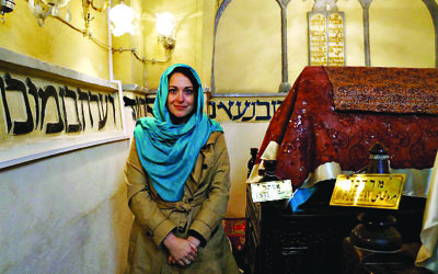 Annika Hernroth- Rothstein in the Abrishami Synagogue in northern Tehran, where she reported for the Jewish News.