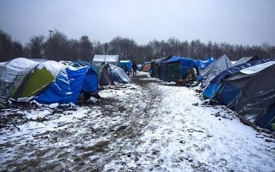 The refugee camp in the snow