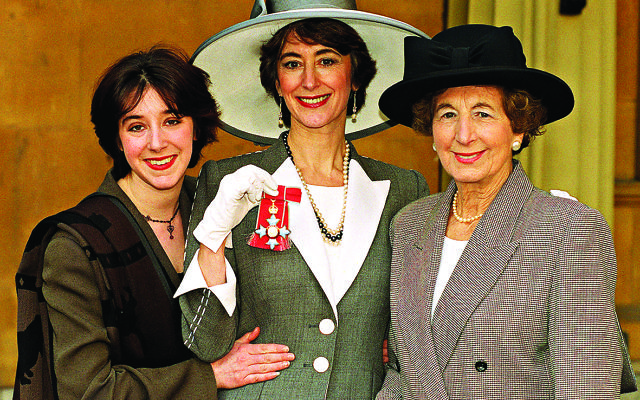 Actress Maureen Lipman (centre) is accompanied by daughter Amy and mother Zelma at Buckingham Palace, where she received her CBE from the Queen.