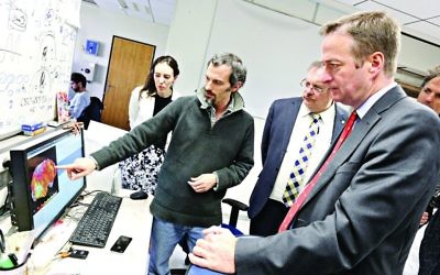 David Quarrey [far right] Visiting one of many UK-Israel high-tech partnerships