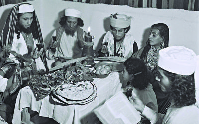 Yemenite Jews celebrating passover