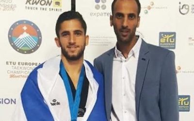 Atias (left) won silver in Switzerland. Picture: Israel Taekwondo Association.