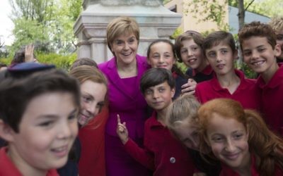 Scottish First Minister Nicola Sturgeon meets pupils from the Independent Jewish Day School.