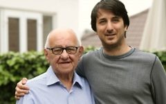 The late Holocaust survivor Zigi Shipper with his grandson Darren Richman at his home in Bushey, Hertfordshire.