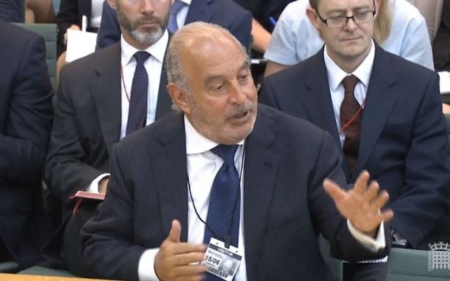 Sir Philip Green gives evidence to the Business, Innovation and Skills Committee and Work and Pensions Committee at Portcullis House, (Photo credit: PA Wire)