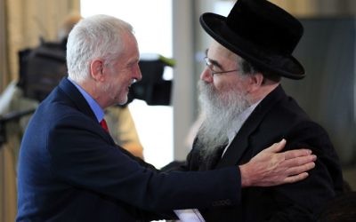 Corbyn meets Rabbi Pinter at the launch of the Chakrabarti report