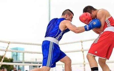 Israeli boxer Artiom Masliy (left) in action in a previous fight