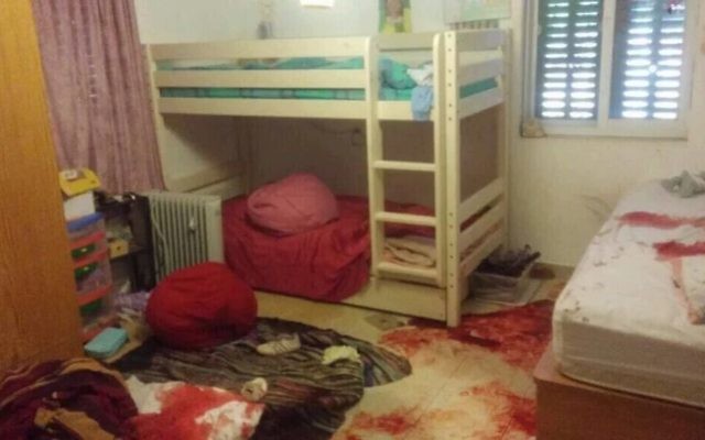 The 13-year old girl's blood-stained bedroom (Danny Ayalon ‏on Twitter @DannyAyalon)
