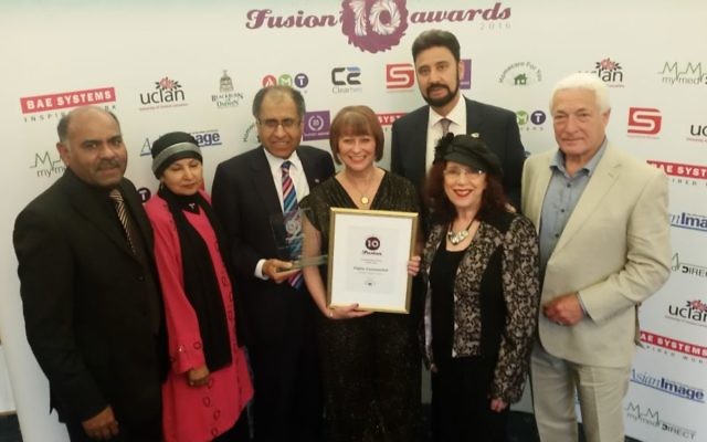 The Muslim Jewish Interfaith Forum celebrate their victory at the Fusion Awards