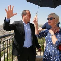 Dame Helen Mirren with Jerusalem Mayor Nir Barkat