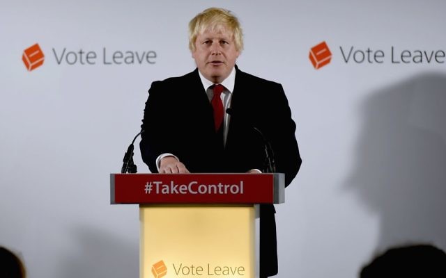 Boris Johnson reacts to the UK's decision to leave the EU.