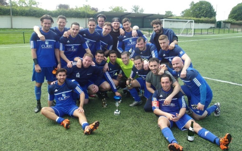 Redbridge B celebrate their cup win