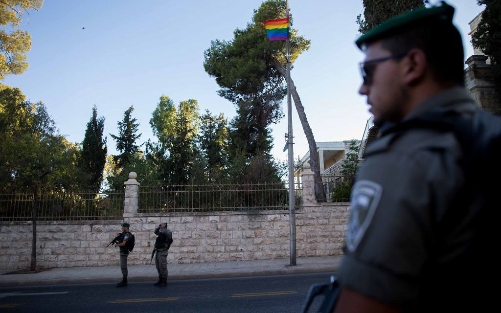 There was very heavy security during this year's event, after the tragic murder at the following year's Jerusalem Pride (Photo credit: JINIPIX)