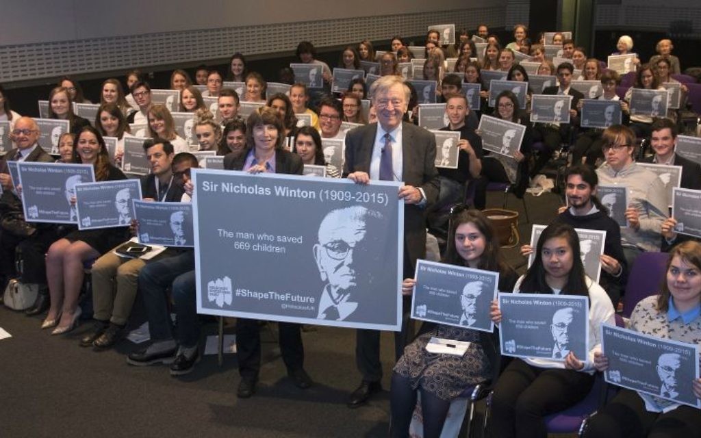 Barbara Winton with kindertransport refugee Lord Alf Dubs and HET Ambassadors