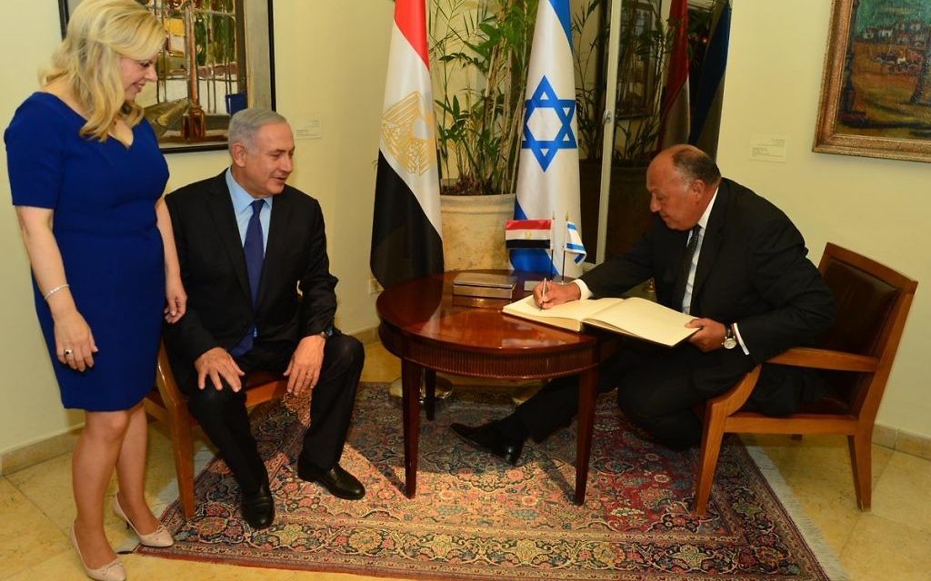 Benjamin Netanyahu (l) and Sameh Shoukry (r) in Jerusalem (Source @IsraeliPM)
