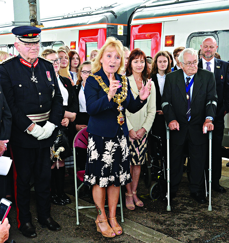 The Mayor of Harwich, Councillor Pam Morrison addresses participants