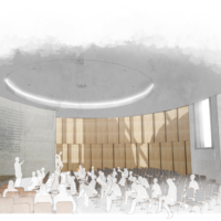 An artisit's impression of Redbridge Jewish Care's internal auditorium