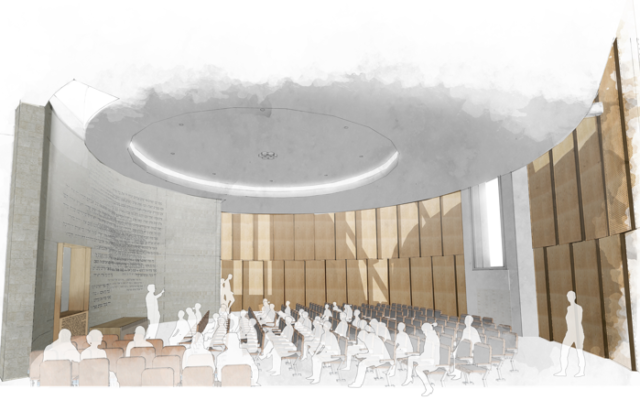 An artisit's impression of Redbridge Jewish Care's internal auditorium