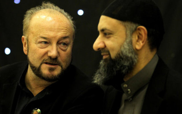 Former MP George Galloway with Ismail Patel chairman of Friends of Al Aqsa Peace in Palenstine Glasgow branch, during his visit to the Central Mosque in Glasgow, after he said he may end his political career in Scotland if he secured a seat in this year's Scottish Parliament election.