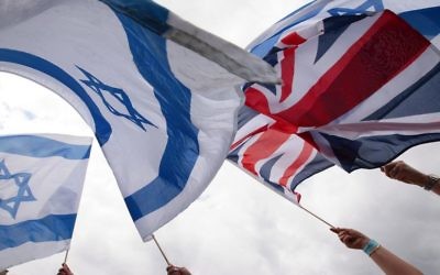 Israeli and British flags