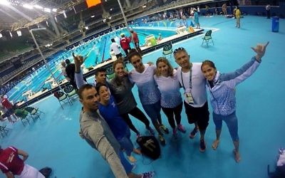 The Israeli swimmers at the Aquatics Stadium