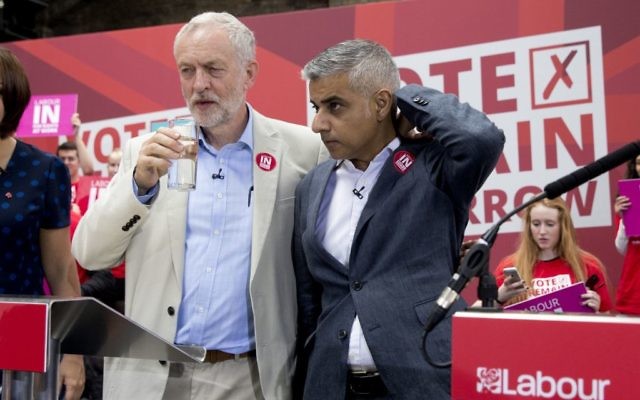 Jeremy Corbyn and Sadiq Khan together at a pro-EU event