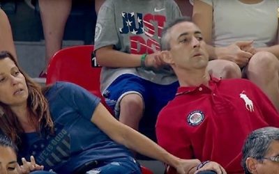 Ricky and Lynn Raisman watch nervously from the stands