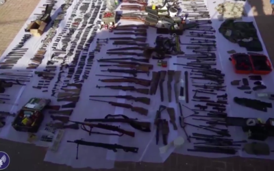 The large stash of weapons collected by Israeli forces during the series of raids in the West Bank
