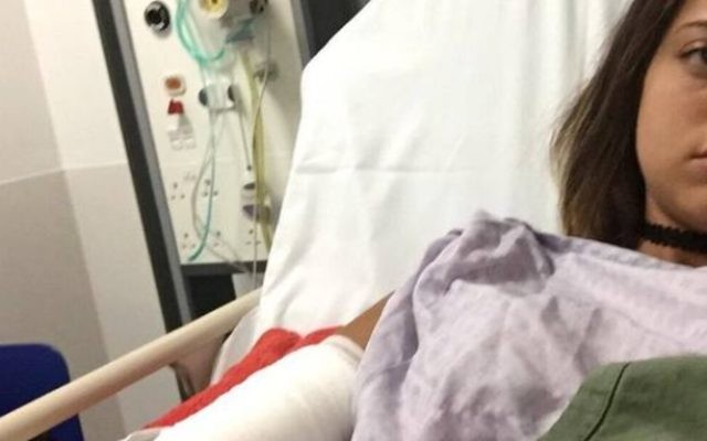 Yovel Lewkowski posted this picture of herself in hospital on social media.