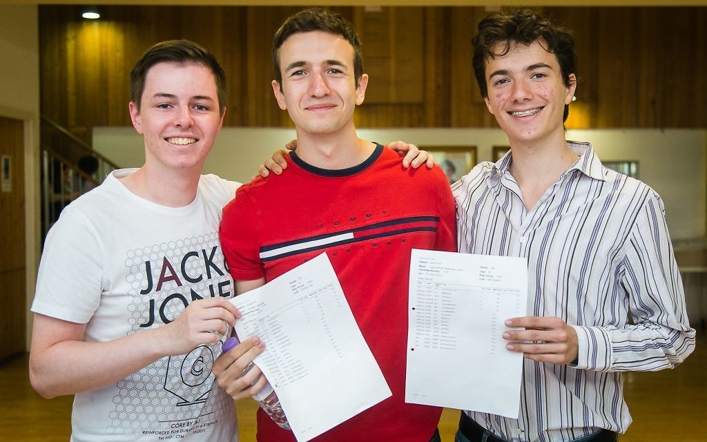 Yavneh Students celebrating receiving their A-Level results (© Photo by Yakir Zur):