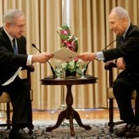 Shimon Peres with Benjamin Netanyahu
