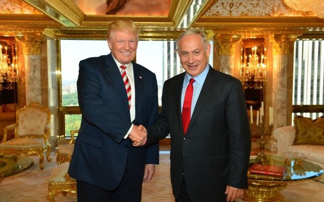 Prime Minister Benjamin Netanyahu meets with Republican Presidential candidate, Donald Trump, in New York, on September 25, 2016. Photo by Kobi Gideon/GPO via JINIPIX