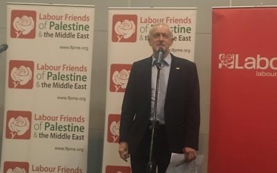 Jeremy Corbyn speaking at the Labour Friends of Palestine and the Middle East fringe event