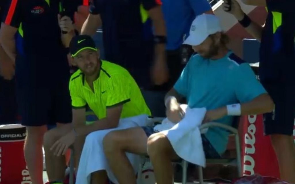 Dudi Sela (left) is through to the second round of the men's doubles, alongside Frenchman Stephane Robert.